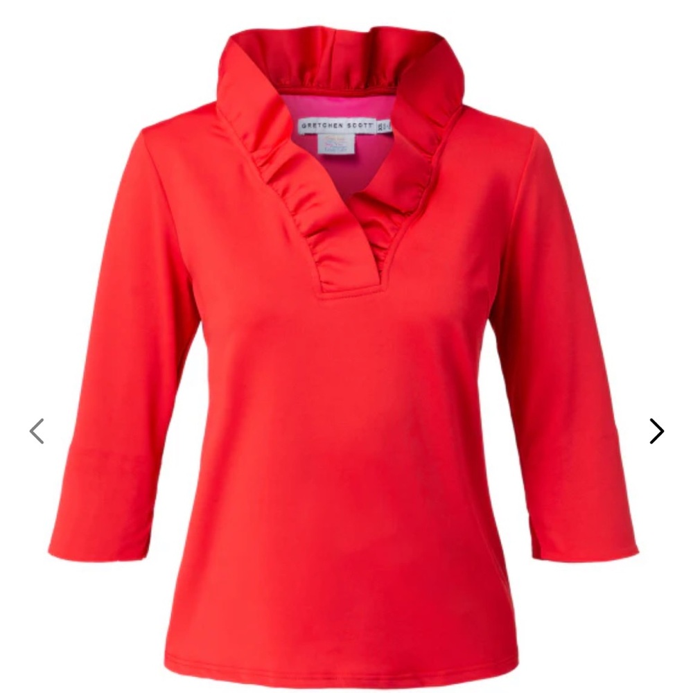 Gretchen scott size large red collared shirt nwt perfect for holidays